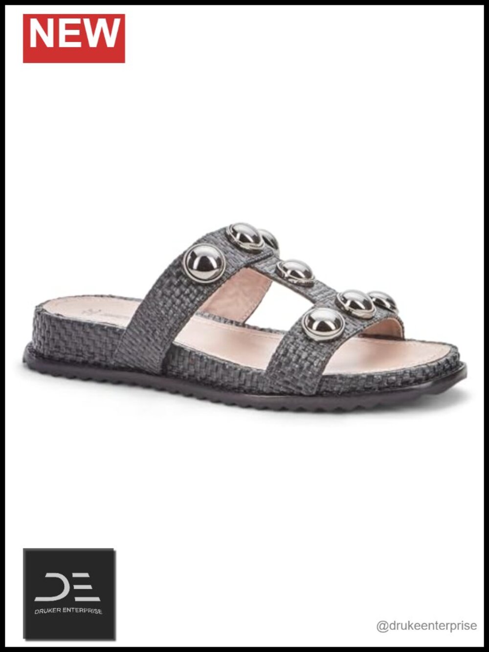 Johnston & Murphy Chandler Embellished Slide Sandal Wedge Leather